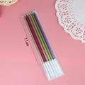 Pack of 6 metallic colorful long pencil birthday candles with 11cm plastic holders - C6 Pencil Shape-6PCS / Colorful