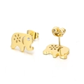 Boucles d'oreilles éléphant dorées avec motifs ajourés et strass blancs brillants - Éléphant Évidé Doré Avec Zirconia (KE89964-K)