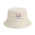 Off-white cotton bucket hat with a red baseball heart and Mama embroidery design - M (56-58cm) / Beige Heart