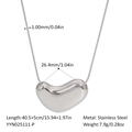 Detailed size chart for the stainless steel heart pendant necklace with measurements - Silver Bean (YYN025111-P)