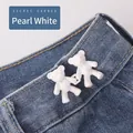 Adjustable pearl white bear waist buckle for jeans and clothing decoration - Screw Back Large / Pearl White