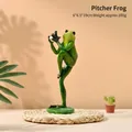 Yoga frog pitcher resin ornament in green finish for creative home decoration - Pitcher Frog