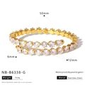 Detailed dimensions of double layer gold stainless steel tennis bracelet with zircons - Gold Double Row Pave Bangle (NB-B6338-G) / Gold