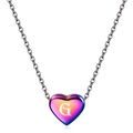 Rainbow gradient stainless steel heart pendant necklace with engraved letter G - Letter G