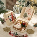 Handmade Christmas gift box with white felt stocking ornament and festive red ribbon - Style 2 (Boxed White Christmas Sock)
