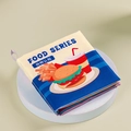 Zacht stoffen babyboekje voedselserie met hamburgerillustratie voor sensorische herkenning - Voedselcognitie Stoffen Boek Tweetalige Versie