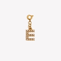 18K gold-plated letter E pendant with white pearls and a spring clasp for DIY jewelry - Letter E