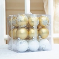Christmas tree ball set with gold snowflakes and white textures in a clear gift box - Gold Series 6cm-27 Balls