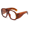 Oversized tortoise shell pattern eyeglass frames with bold retro square design for women - Brown Stripe
