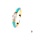 Adjustable gold ring with turquoise enamel and marquise-cut zircon stone - Marquise / Blue