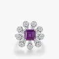Exquisite S925 silver ring featuring a square purple gemstone and petal-shaped zircons - US Size 5 / 925 Sterling Silver