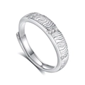 Adjustable S925 sterling silver couple ring with wave texture and small zircons - Fdjz-481-women's Model / Adjustable Open