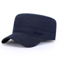Berretto militare blu scuro da uomo con paraorecchie e ricamo sportivo invernale - Regolabile / Blu navy