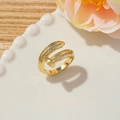 Dettaglio ravvicinato di un anello a chiodo dorato con pavé di zirconi luccicanti - Stile A (Forma del chiodo)