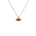 Collana retrò in rame placcato oro con malocchio, pietra rossa e zirconi colorati - Stile Malocchio Colorato Oro