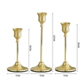 Three-piece gold electroplated metal candle holders in 16cm, 19cm, and 22cm heights - Type A - Gold Set (3 Pcs)