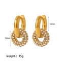 Details von 18k Gold-Ohrringen mit 18mm Reifen und 15mm bunten Strass-Donut-Anhängern - Gold Basis Weißer Zirkonia (TE6264-WT-G)
