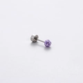 Titanium steel cartilage stud earring featuring a vibrant purple crystal ball design - 3MM Purple Zirconia Ball (A01-6#)