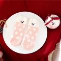 Pink polka dot coral fleece socks with cute cartoon dog and gift ball packaging - Kids Size (Without Ball) / Pink Pig