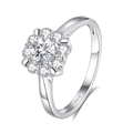 Luxury S925 sterling silver ring with 0.5ct moissanite diamond in floral cluster setting - Fdjz-348-0.5ct Moissanite (d Color)