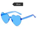 Frameless heart shaped blue ocean lens sunglasses with transparent blue temples - Light Blue