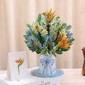 Detailed view of 3D pop-up flower bouquet card with lilies and bird of paradise flowers - Bird of Paradise