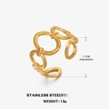 Anillo ajustable de acero inoxidable chapado en oro 18K con diseño de eslabones - Anillo Ovalado / Dorado