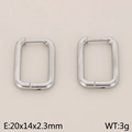 Orecchini rettangolari a cerchio in acciaio inossidabile argento lucido 20x14mm - Stile Rettangolare / Stile 3 Colore Acciaio (KE113993-KFC)
