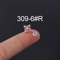 Rose gold flower helix stud earring with white zircon and a dangling iridescent crystal - Zirconia Flower Style (309-6#R) / Rose Gold