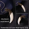Collar para hombre con colgante de cabeza de tigre de bronce y diente de lobo acrílico - Estilo Cabeza de Tigre Bronce (A296)