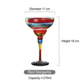 Margarita cocktail glass with colorful stripes, 270ml capacity, 11cm diameter and 18cm height - True Red Stripes