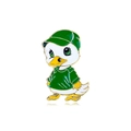 Cute cartoon duck enamel pin with a green hat and shirt for clothing and bags - Green Hat Prince Duck