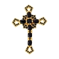 Golden cross pendant featuring a large oval black gemstone with vintage ornate details - Pendant 94 (Gold Black Stone Luxury Cross)