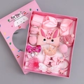Pink princess hair accessories gift box with bows, rabbit ears and glitter crowns - 18-Piece Pink Heart Boxed Set