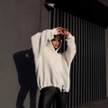 White oversized boyfriend-style hoodie with dropped shoulders and thick cotton fabric - S / White