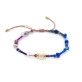 Handmade woven bracelet with natural freshwater pearls and colorful Japanese seed beads - Blue and Purple Mix-BLS230040A