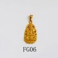 24K gold plated Guanyin Buddha pendant with intricate relief and lotus flower base - FG06-Guanyin Statue / Gold