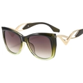 Damen Cat-Eye Schmetterling Sonnenbrille mit grünem Farbverlauf und goldenen Metallbügeln - Grün Verlaufsrahmen Tee Verlaufsgläser
