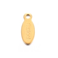 Polished golden heart-shaped stainless steel pendant tag for DIY jewelry making - Gold Oval