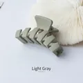 Minimalist light grey matte hair claw clip with large hollowed design for women - Grey Green