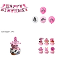 Pink western cowgirl birthday party set with banners, latex balloons and cake toppers - Balloons and Toppers