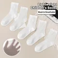 White breathable mesh cotton socks for children with elastic lightweight fabric - 3-5 Years (13-15cm) / All-Mesh Student Style / 5 Pairs / White