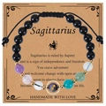 Adjustable Sagittarius zodiac bracelet with blue sandstone beads and gold pendant - Sagittarius-Braided