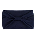 Elastic navy blue wide headband for yoga and sports featuring a stylish front twist knot - Solid Navy Blue