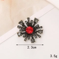 Ciondolo a fiore vintage in bronzo con grande cristallo rosso e strass grigi - Fiore (Rosso)
