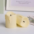 Set di due candele LED realistiche con effetto cera colata per decorazioni natalizie - Guscio Giallo - Luce Calda / Giallo