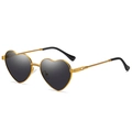 Fashionable heart shaped sunglasses with gold twist metal frame and dark lenses - Gold Frame Black Lens