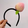 Funny velvet headband with a large realistic peach and green leaf detail - Peach