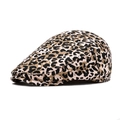 Classic leopard print cotton flat cap in light beige with black and brown spots - M (56-58cm) / Light Khaki