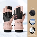 Pink and black waterproof winter ski gloves with touch screen design and warm thermal lining - L / SK28 Waterproof Bag Style / Pink